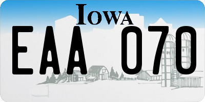 IA license plate EAA070