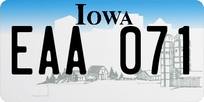 IA license plate EAA071