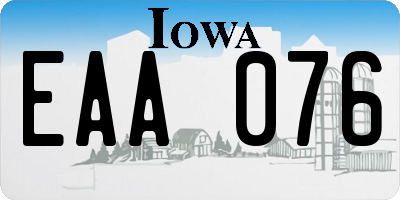 IA license plate EAA076