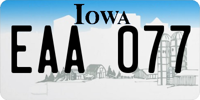 IA license plate EAA077