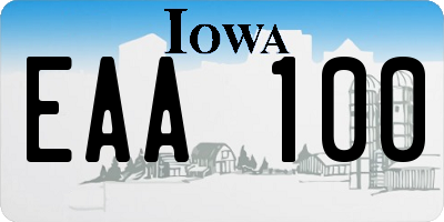 IA license plate EAA100