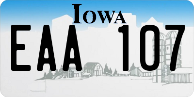 IA license plate EAA107