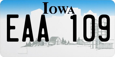 IA license plate EAA109