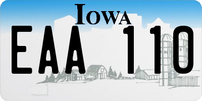 IA license plate EAA110