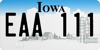 IA license plate EAA111