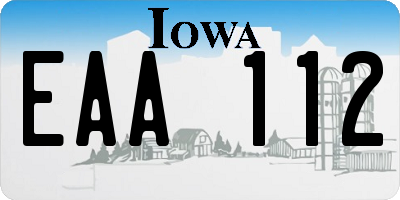 IA license plate EAA112