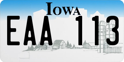 IA license plate EAA113