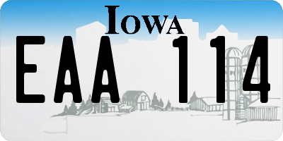 IA license plate EAA114