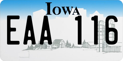 IA license plate EAA116