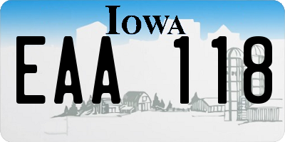 IA license plate EAA118