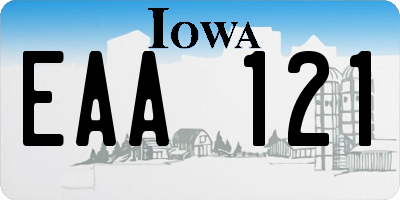 IA license plate EAA121