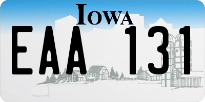IA license plate EAA131