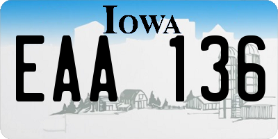 IA license plate EAA136
