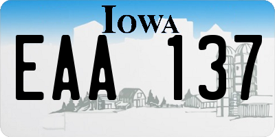 IA license plate EAA137