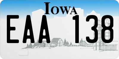 IA license plate EAA138