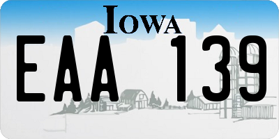 IA license plate EAA139