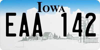 IA license plate EAA142