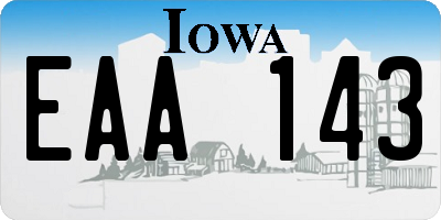 IA license plate EAA143