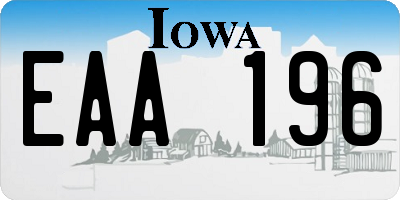 IA license plate EAA196