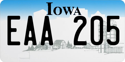 IA license plate EAA205