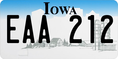 IA license plate EAA212