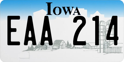 IA license plate EAA214