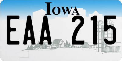 IA license plate EAA215