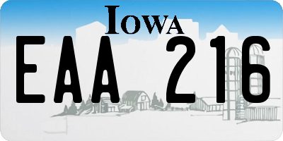 IA license plate EAA216