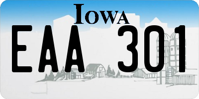 IA license plate EAA301