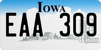 IA license plate EAA309