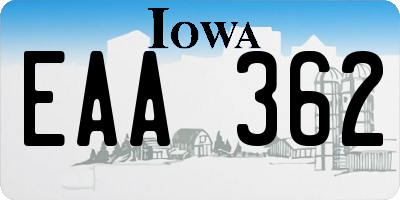 IA license plate EAA362