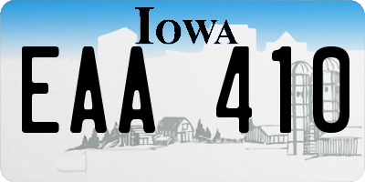 IA license plate EAA410