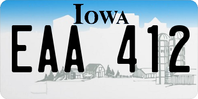 IA license plate EAA412