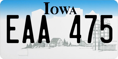 IA license plate EAA475