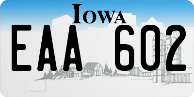 IA license plate EAA602