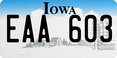 IA license plate EAA603