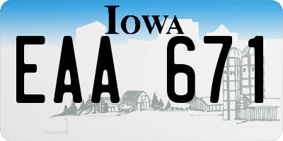 IA license plate EAA671