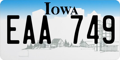 IA license plate EAA749