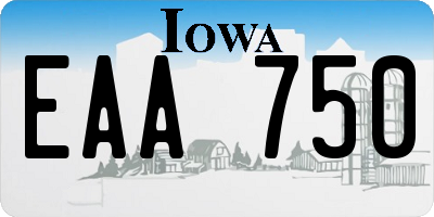 IA license plate EAA750