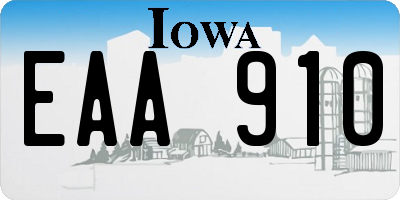 IA license plate EAA910