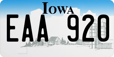 IA license plate EAA920