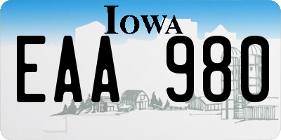 IA license plate EAA980