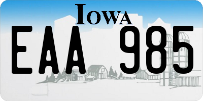 IA license plate EAA985