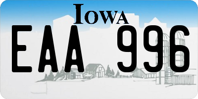 IA license plate EAA996