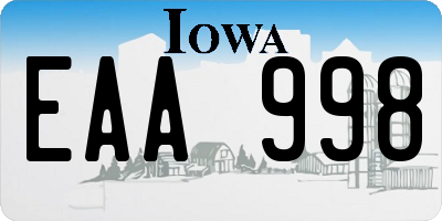 IA license plate EAA998