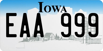 IA license plate EAA999