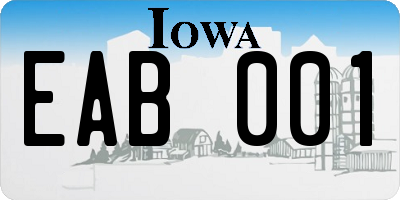 IA license plate EAB001