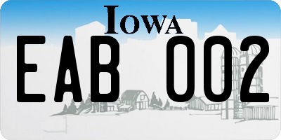 IA license plate EAB002