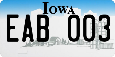 IA license plate EAB003