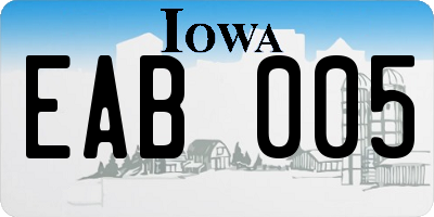 IA license plate EAB005